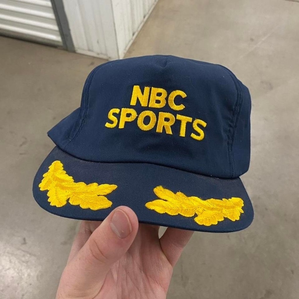 Vintage 80s NBC Sports Military Style Reef Navy SnapBack Hat